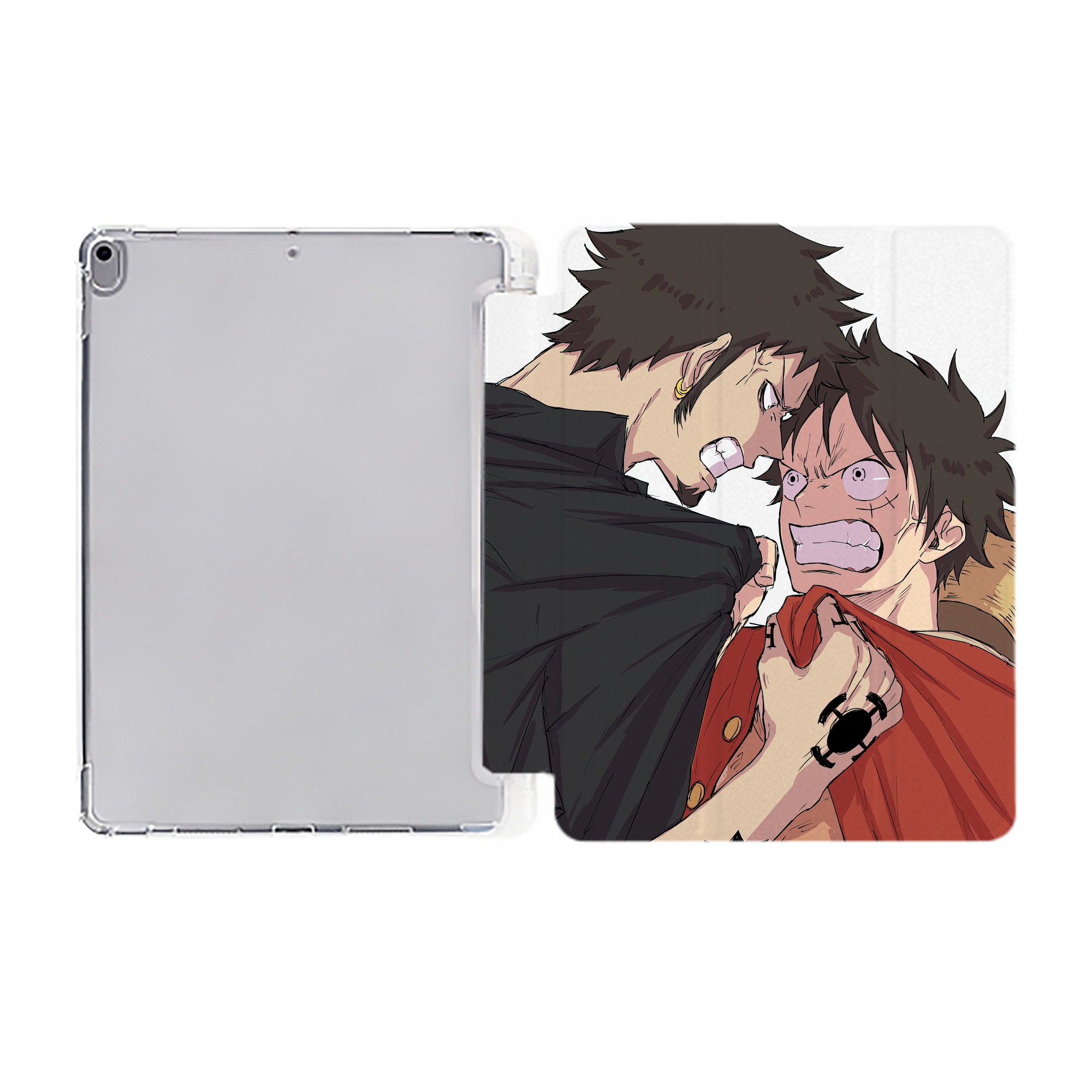 （画像用） ワンピース ONE PIECE IPad ケース ペン収納付き 三つ折りスタンド PUレザー×シリコン 対応機種9.5/10.5/10.9インチ